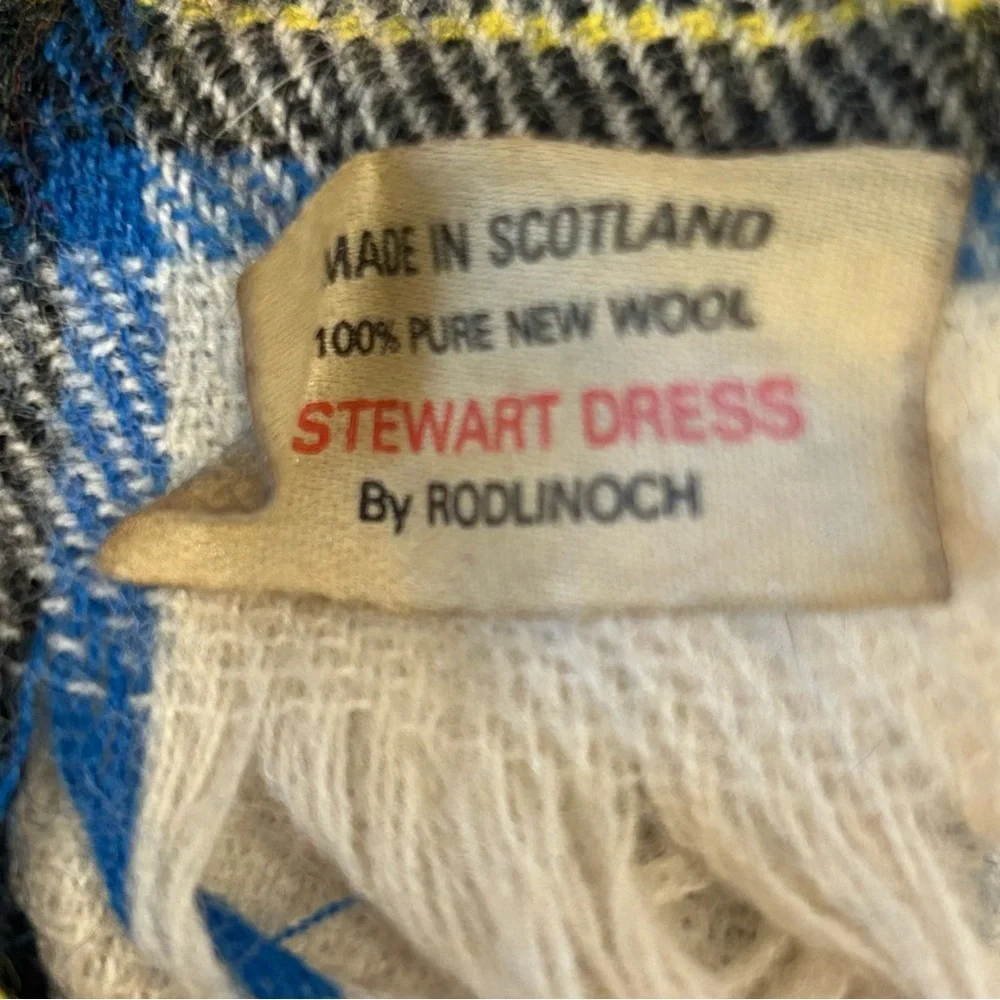 RODLINOCH Stewart Tartan 100% New Lambswool Scarf Scotland Cream Blue Red Plaid